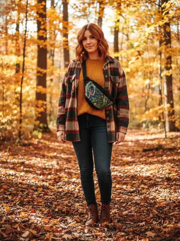 mała nerka welurowa "liściasta dżungla mini"