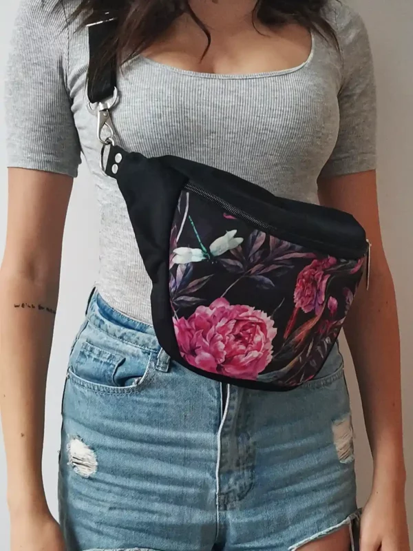 nerka welurowa "peonia nocy" | floral elegance nerka welurowa "peonia nocy" | floral elegance